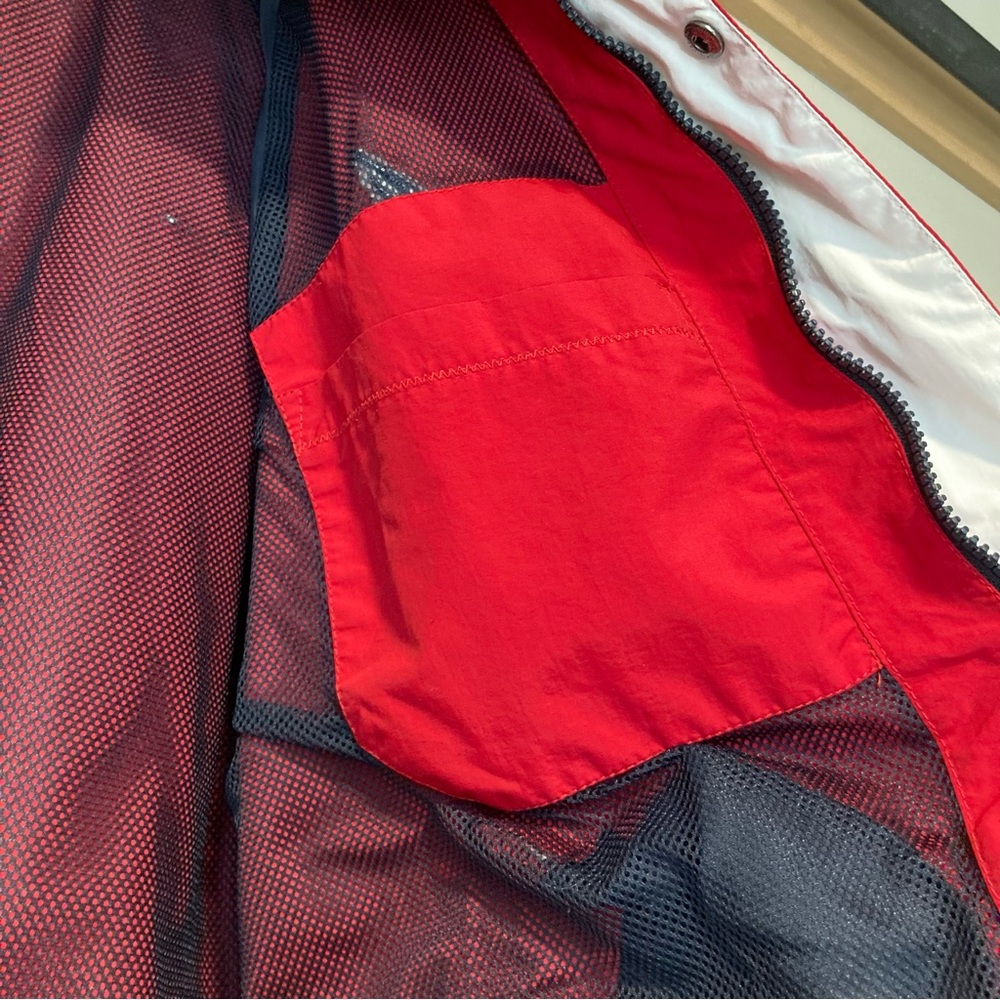 Nautica Red Windbreaker with Navy Details Mens Medium - Picture 13 of 15